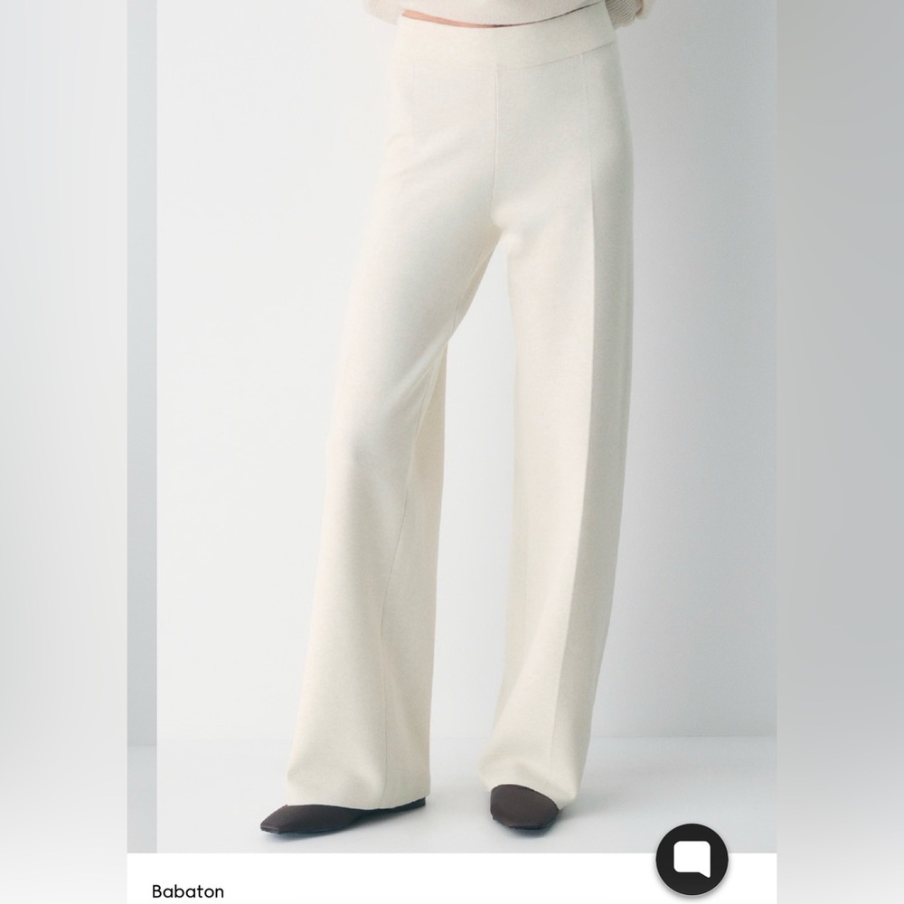 Aritzia Babaton Sovenir Cream Knit Wide Leg Pants Size S Soft Lounge Minimalist
